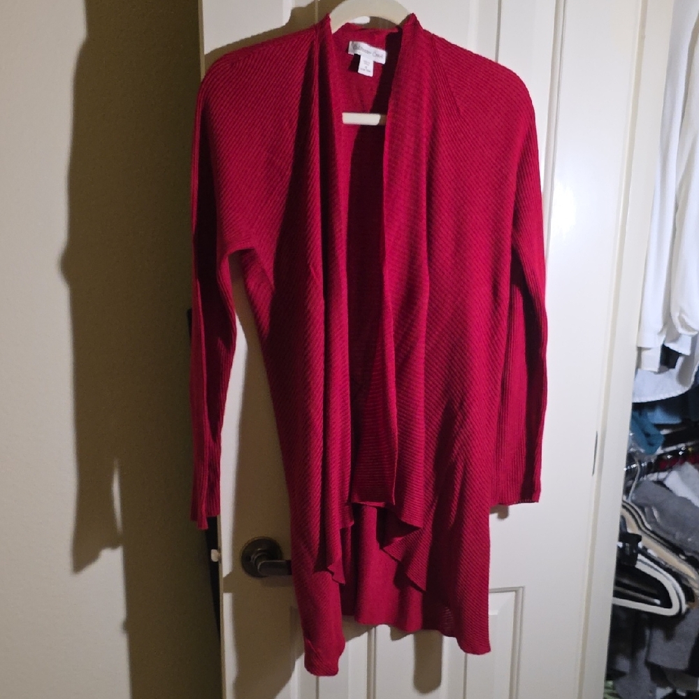 Coldwater Creek Deep Red Open Front Cardigan